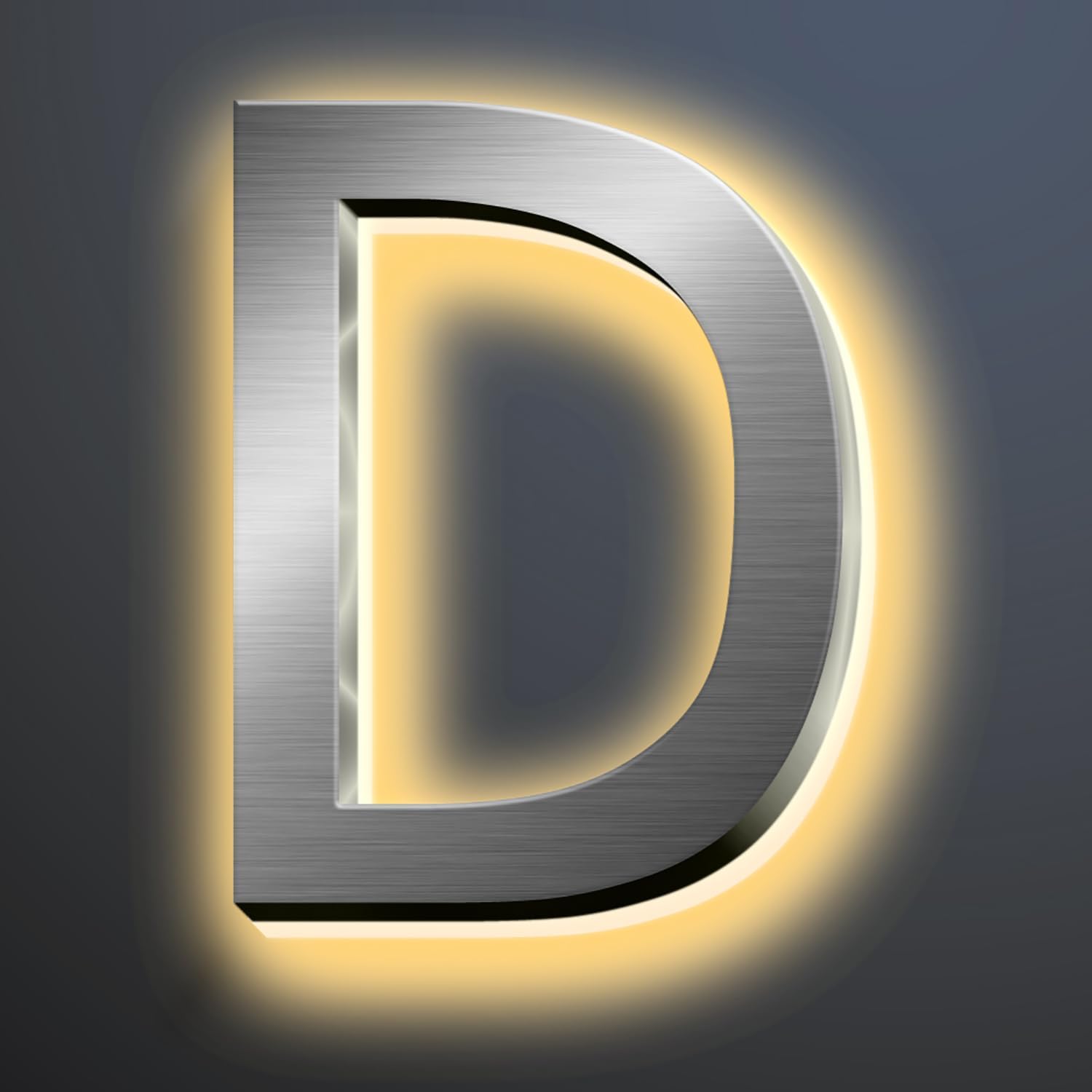 Backlit LED Illuminated Home Address Numbers, 16 Inch Illuminated House Numbers, Stainless Steel Hand-Polished For House Address Signs, Modern Lighted House Numbers,D