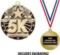 Crown Awards 5K Medals, 2' Gold 5K Race Medal Award with Free Custom Engraving