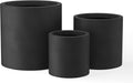 Kante Set of 3 Black Concrete Planters, Graduated Cylinders 9.8' to 15.7' Tall – Lightweight Round Pots with Drainage Hole & Rubber Plug, Modern Nesting Containers for Indoor Outdoor, Home Patio