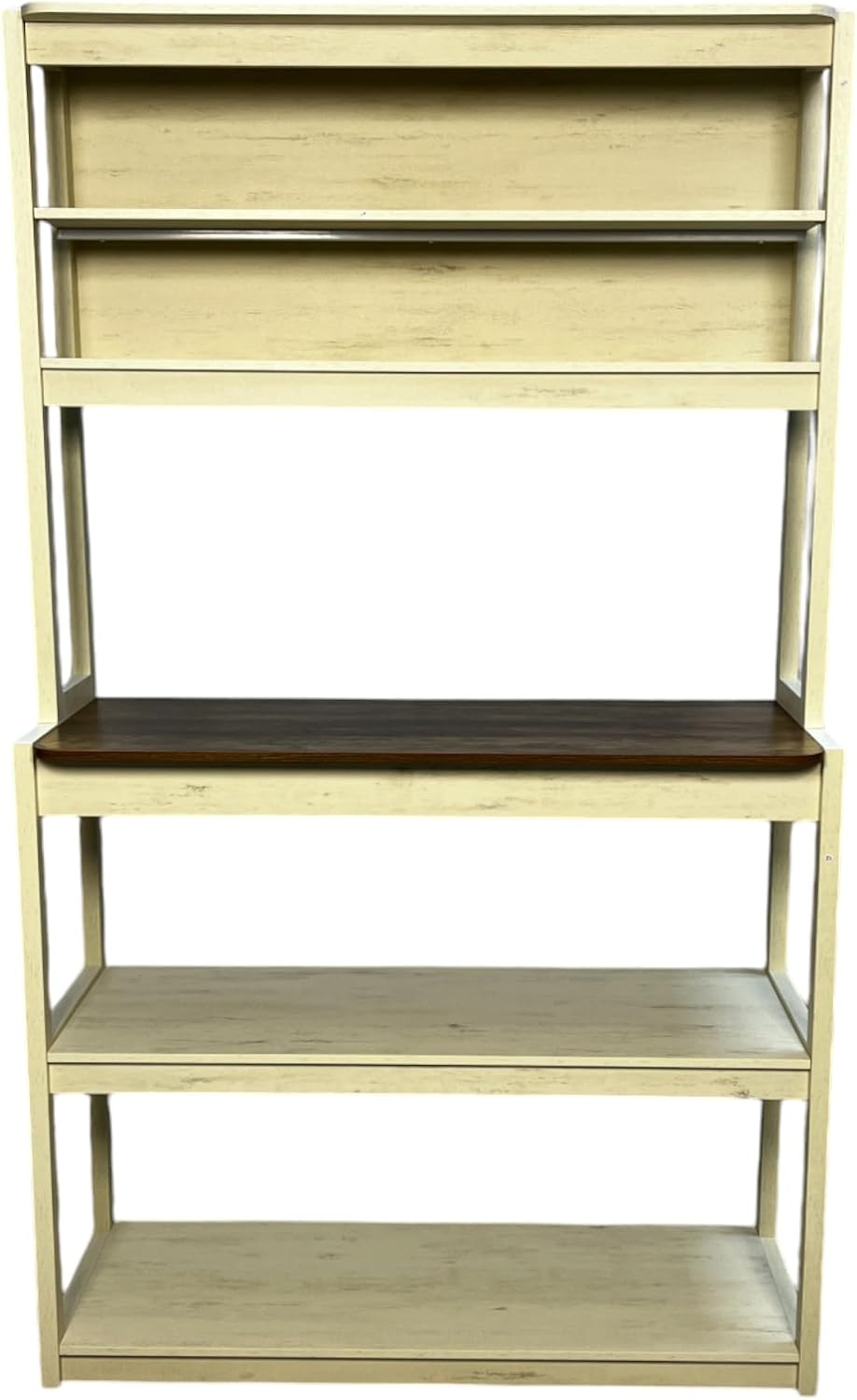 39.37' White and Rustic Brown Color 5 Tier Bakers Rack for Kitchen with Storage, Coffee Bar, Kitchen Shelves, Microwave Stand