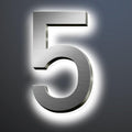 Backlit LED Illuminated Address Signs For Homes 16', Stainless Steel Hand-polished Address Numbers, Modern Large Lighted House Numbers, Brushed Silver, White Light,5