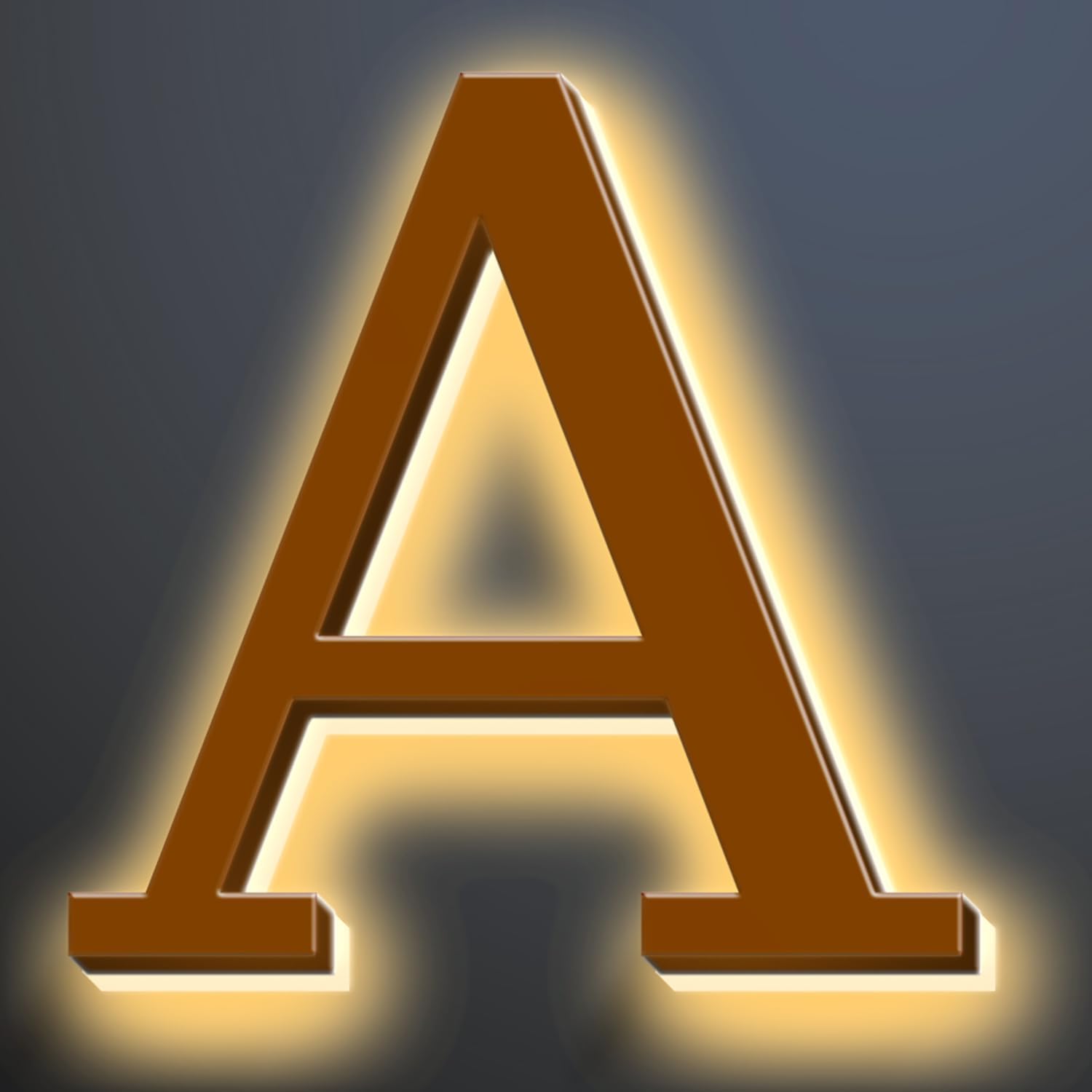 Illuminated LED House Numbers, Large Address Numbers 18', Backlit LED Illuminated Home Address Number, Modern Lighted House Numbers, Waterproof, Brown, Warm Light,A