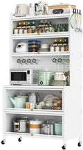 Free Standing Pantry Storage Cabinet Bakers Rack Countertop Coffee Cabinet with Flap Door Microwave Oven Shelf Cabinet for Kitchen Home Office,Living Room