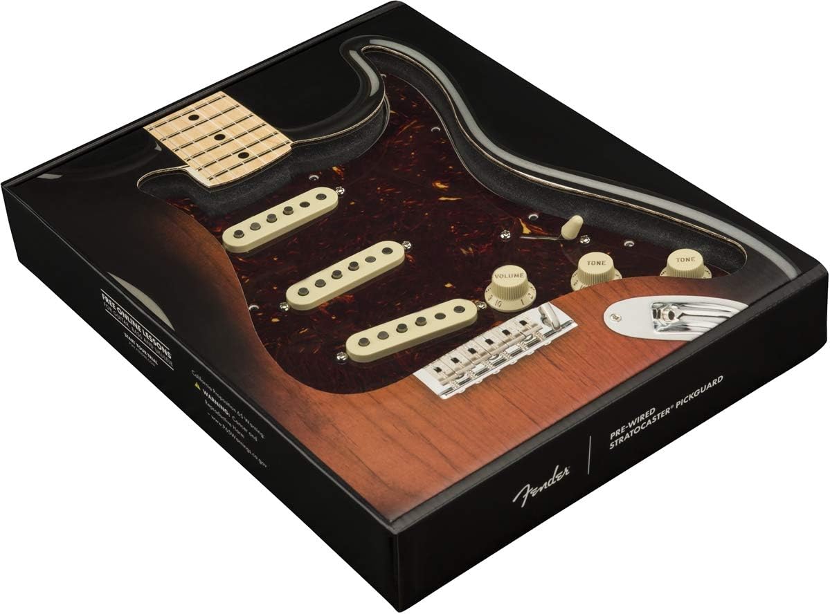 Fender Tex Mex Prewired Stratocaster Pickguard - Tortoise & Deluxe Locking Staggered Guitar Tuners, Chrome 1.7 x 10 x 4.5 inches