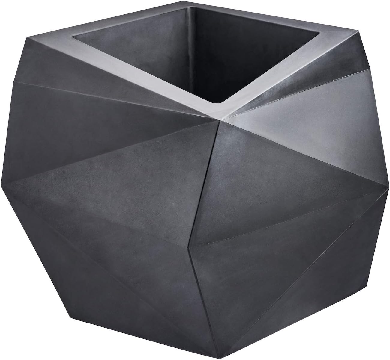 Crescent Garden Modern Geometric Origami Planter, Plant Pot, 26-Inch (Caviar Black)