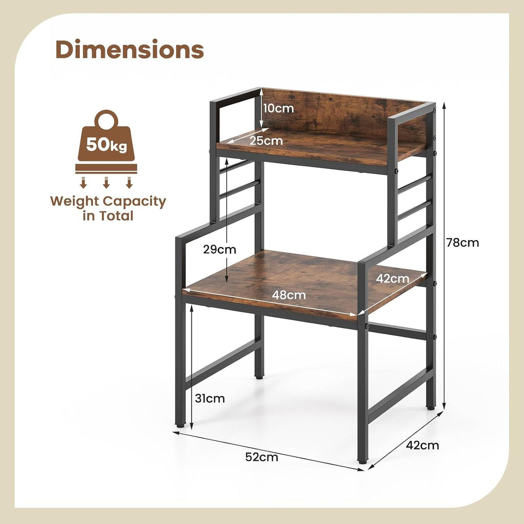 TANGZON 3-Tier Baker's Rack, Industrial Microwave Oven Stand with 2 Anti-tipping Kits & Adjustable Foot Pads, Metal Frame Utility Kitchen Storage Shelves Organiser for Dining Living Room