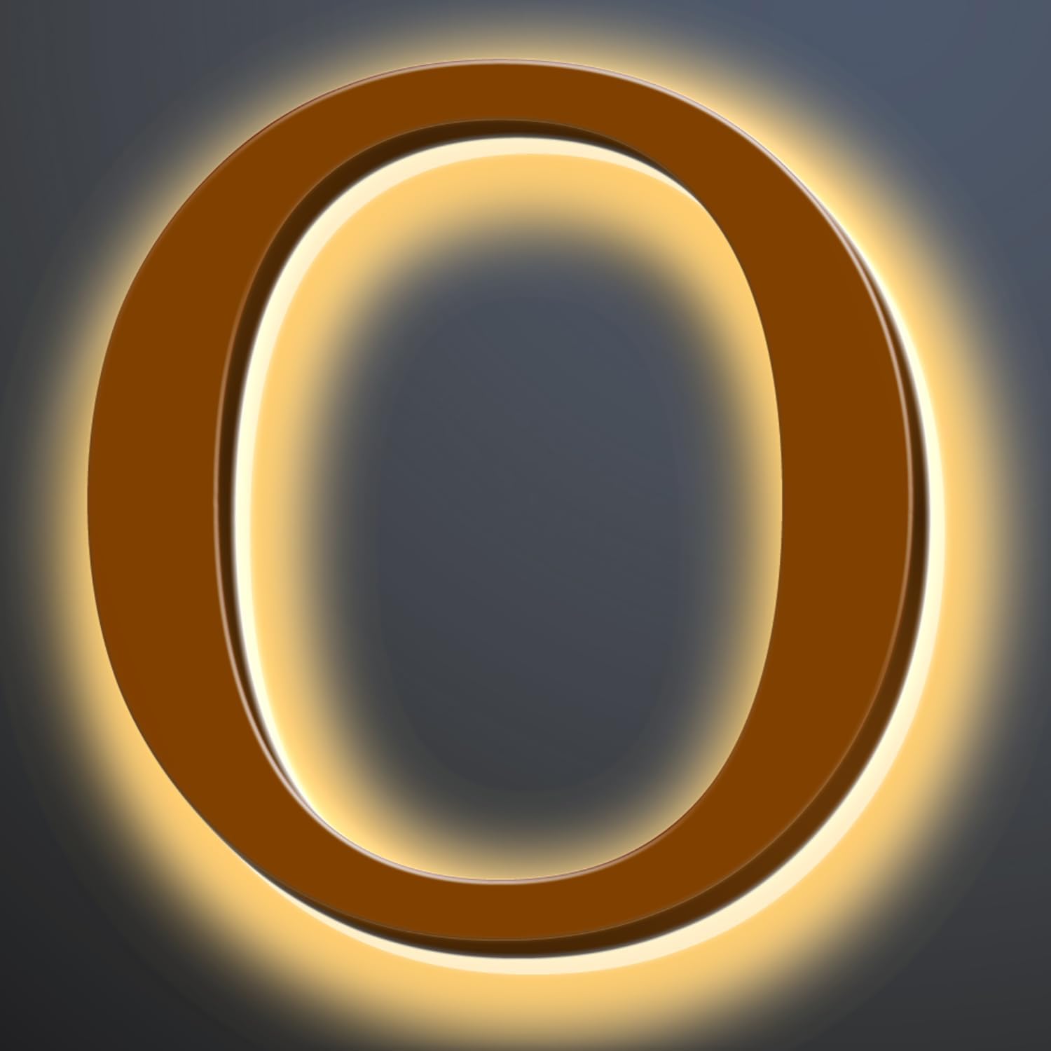 Illuminated LED House Numbers, Large Address Numbers 18', Backlit LED Illuminated Home Address Number, Modern Lighted House Numbers, Waterproof, Brown, Warm Light,O