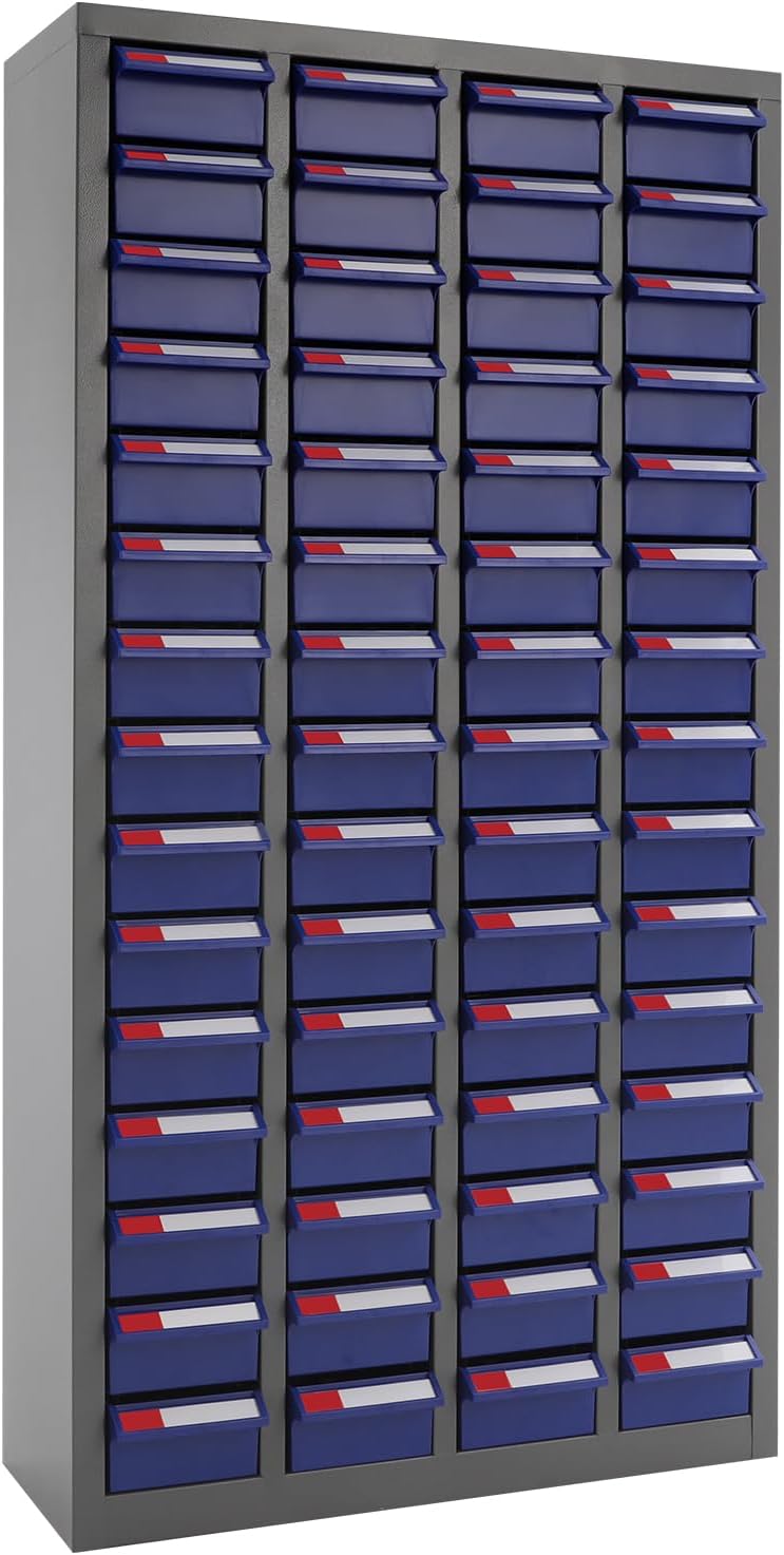 60 Drawers Bolt and Nut Tool Storage Cabinet Parts Cabinet Hardware Organization Shelves Bolts Bin Tool with Label Slots for Tool Hardware Storage, 23.6' W x 9.4' D x 45.6' H