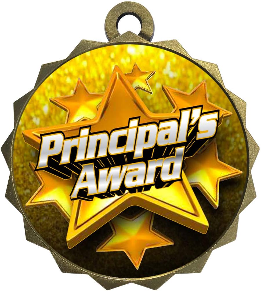 Express Medals 1 to 50 Packs of Engraved Principals Award Gold Medal Trophy Award with Neck Ribbon & Attached Engraved Plate on Back LAZD214-FCL537