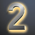 Backlit LED Illuminated Home Address Numbers, 16 Inch Illuminated House Numbers, Stainless Steel Hand-Polished For House Address Signs, Modern Lighted House Numbers,2
