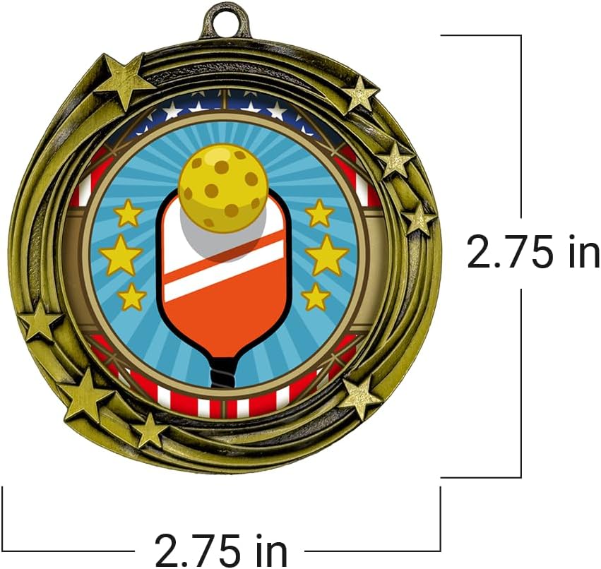 All Quality Stars Design Pickleball Medal - 1st, 2nd, 3rd Place