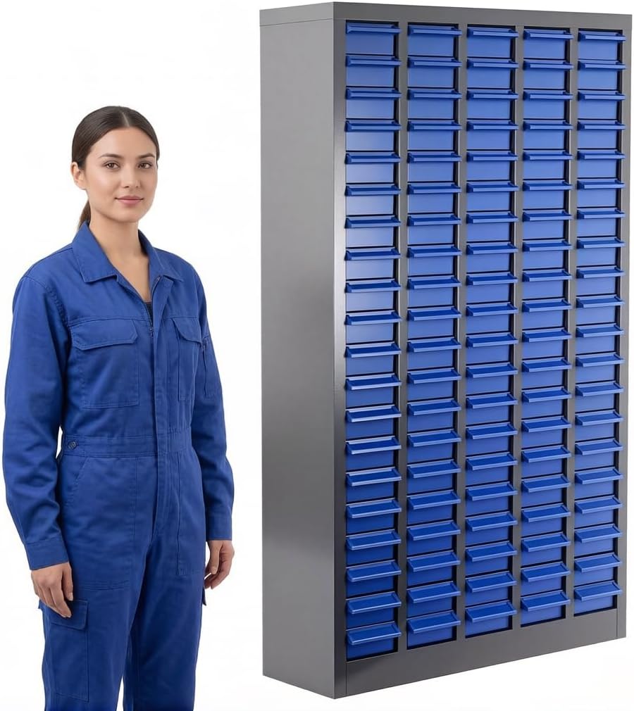 100 Drawers Versatile Parts Cabinet, Professional Nut and Bolt Organizer with Bolt Bins Storage System, Essential Hardware Organizer for Workshop, Garage & Home Studio