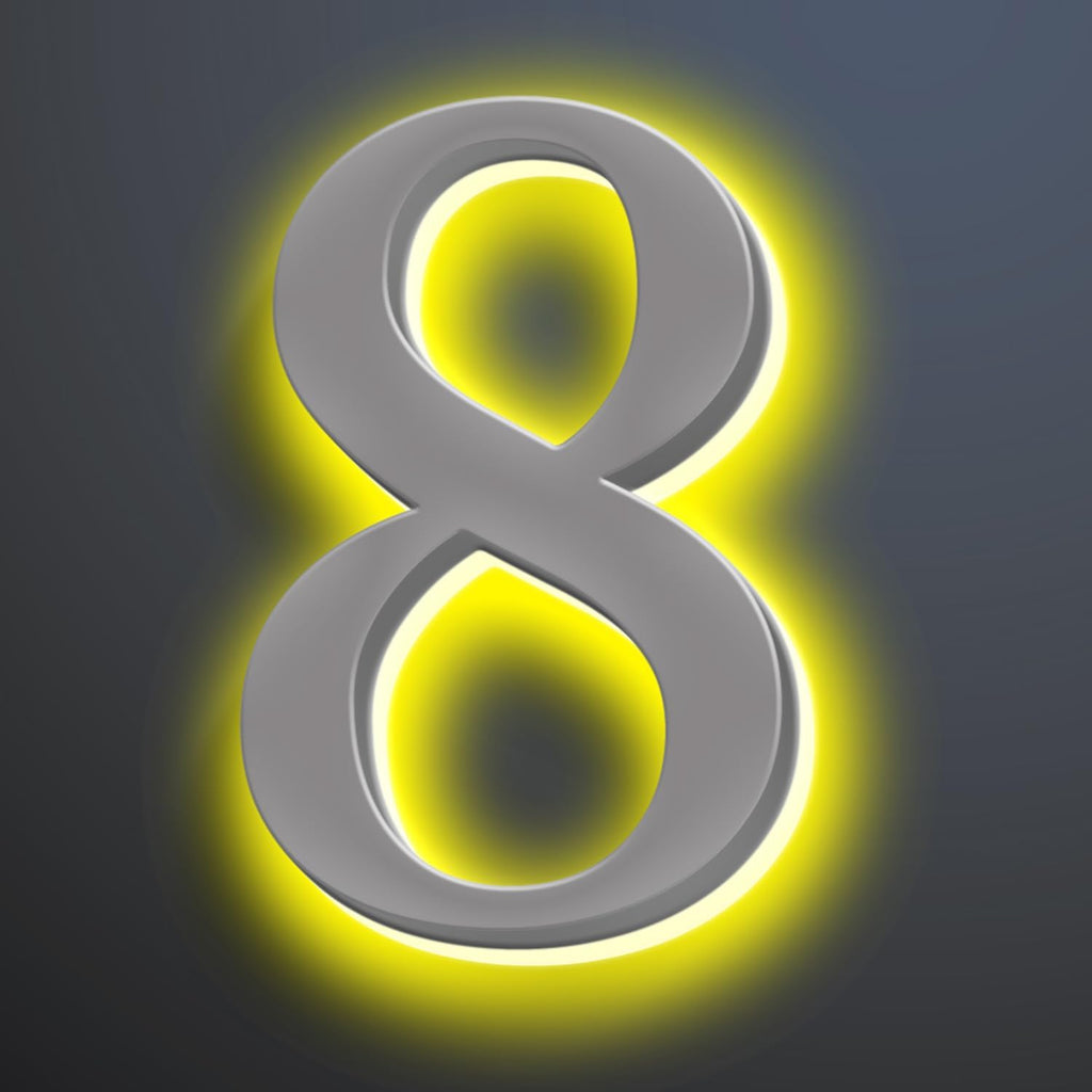 Illuminated Home Address Numbers 16 Inch, Backlit Illuminated LED House Number For Outside, Lighted Up House Address Numbers, Metal House Numbers With LED Lights,8