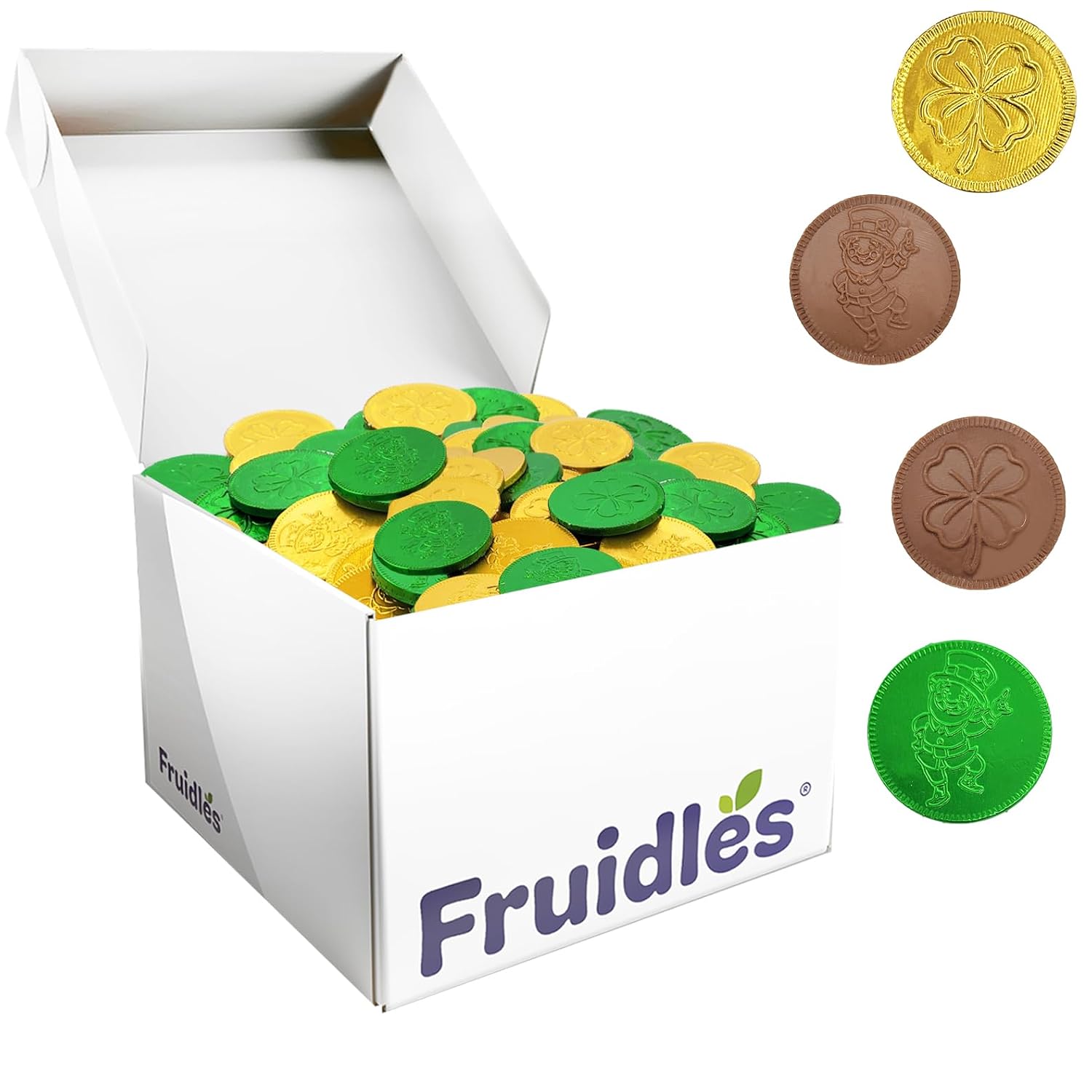 St. Patrick's Day Milk Chocolate Green & Gold Coin, 1800 Coins, Shamrock & Leprechaun Themed Coins, Parties, Events and Celebrations, Perfect for Gift Bags and Festive Decorations, 4.5g Milk Chocolate Coin