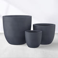 Kante 18',14',10' Dia Concrete Round Planters (Set of 3), Outdoor Indoor Large Planter Pots with Drainage Hole and Rubber Plug for Home Patio Garden, Dark Gray
