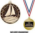 Crown Awards Sailboat Medals, 2' Gold Sailboat Medal Award with Free Custom Engraving