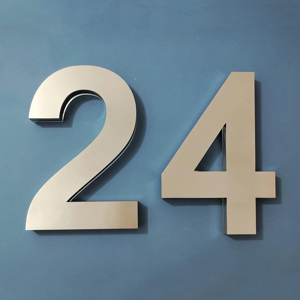 14 Inch Backlit LED House Numbers For Wall- Steel Illuminated Address Number Sign - Modern Lighted House Number For Outside With Floating Style,B