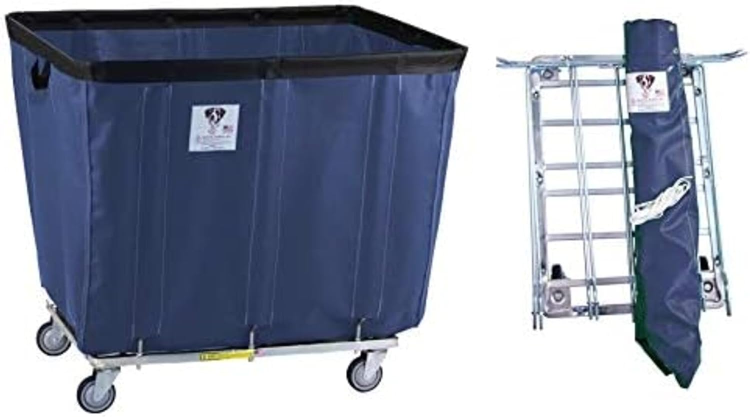 R&B Wire Products 416KDC-NVY 16 Bushel UPS & FedEx ABLE Vinyl Basket Truck All Swivel Casters44; Navy - 41.5 x 30.25 x 39 in.