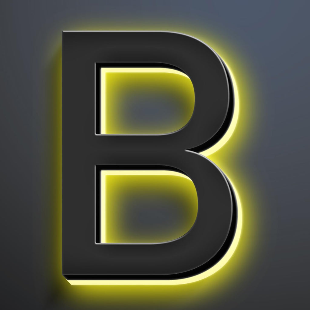 16 Inch Backlit LED Illuminated Address Signs For House Hand-polished Address Numbers For House Modern Large Lighted Metal House Numbers For Outside,B