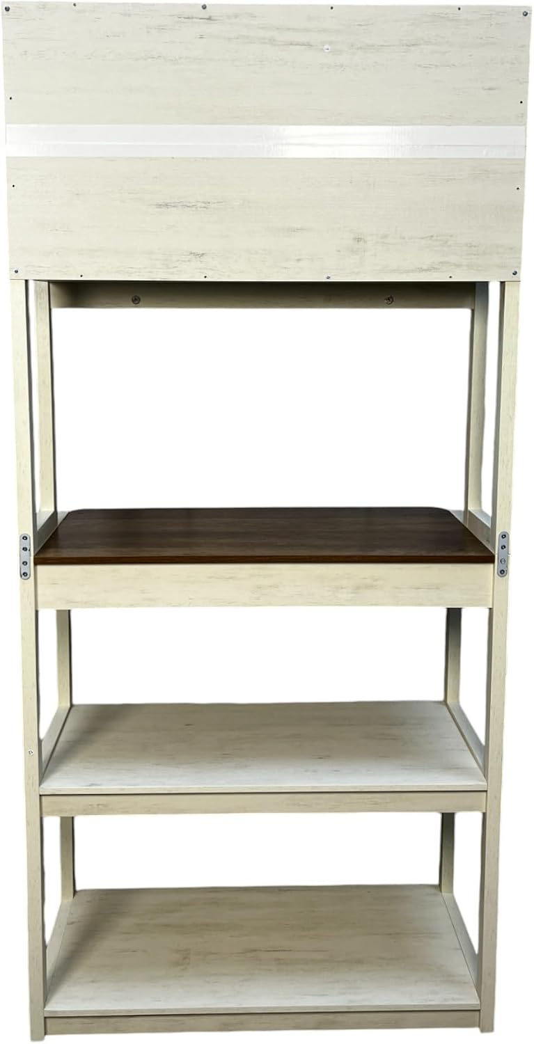 31.50' White and Rustic Brown Color 5 Tier Bakers Rack for Kitchen with Storage, Coffee Bar, Kitchen Shelves, Microwave Stand