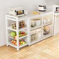 LITFAD Baker's Rack with Cabinets, 2 Baskets, Steel Frame, Modish Style Kitchen Storage Cabinet Freestanding Coffee Shelf Rack Organizer for Home Office, White 39' L x 12.5' W x 31.5' H