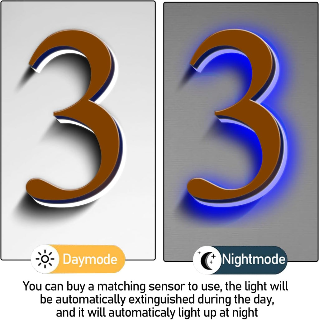Backlit LED Illuminated House Numbers, Illuminated LED Home Address Numbers, Modern Address Signs For House, Stainless-Steel Lighted House Numbers For Outside,20 Inch/500mm,1