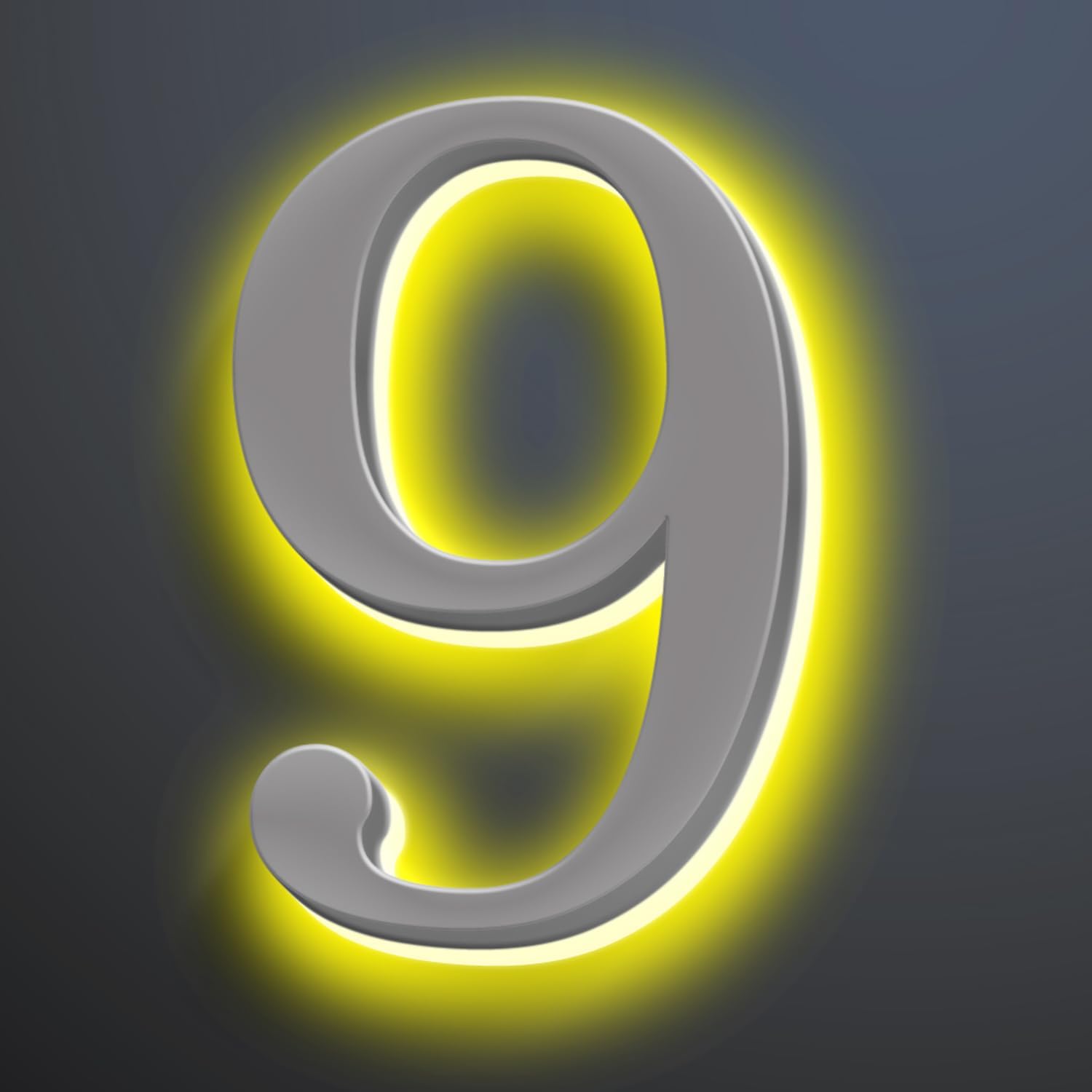 Illuminated Home Address Numbers 16 Inch, Backlit Illuminated LED House Number For Outside, Lighted Up House Address Numbers, Metal House Numbers With LED Lights,9