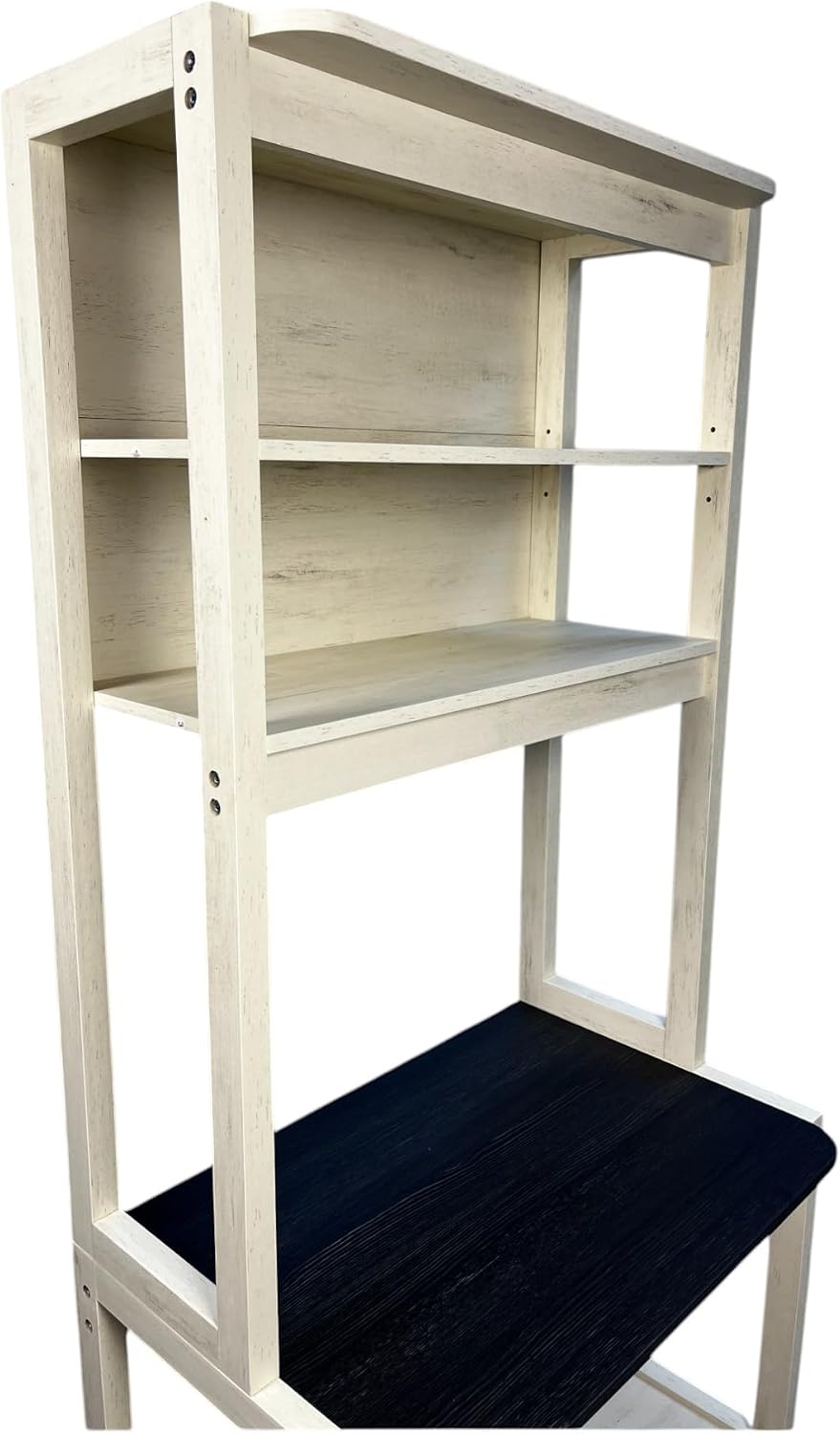 23.62' White and Black Color Bakers Rack for Kitchen with Storage, Coffee Bar, 5 Tier Kitchen Shelves, Microwave Stand