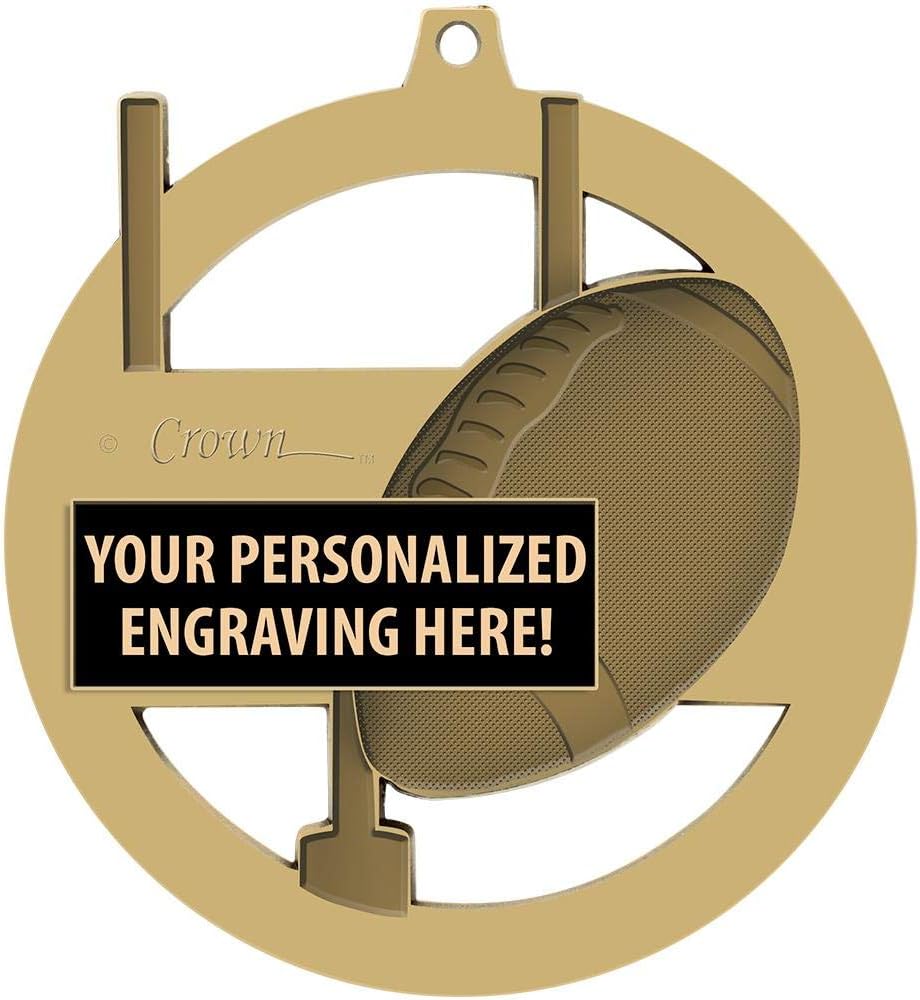 Football Medals, 3' Massive Rimz Football Award Medal with Custom Engraving Included Prime