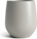 DTY Signature Mount Wilson Modern Indoor Outdoor Fiberstone Tapered Planter, Lightweight, Weather Resistant Garden Pot with Drainage Hole & Rubber Plug (Light Gray, 15'' D x 16.7'' H)