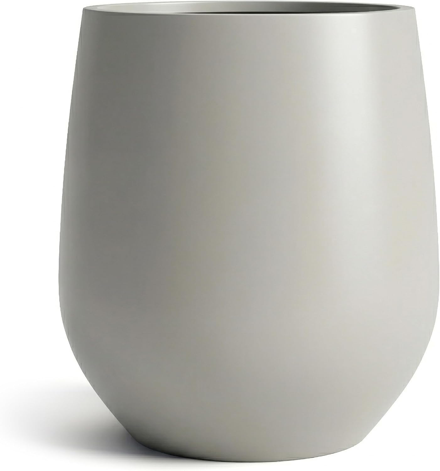 DTY Signature Mount Wilson Modern Indoor Outdoor Fiberstone Tapered Planter, Lightweight, Weather Resistant Garden Pot with Drainage Hole & Rubber Plug (Light Gray, 15'' D x 16.7'' H)