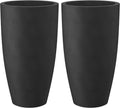 Kante 23.6' H Charcoal Black Tall Planters Two Pack, Large Outdoor Indoor Garden Plant Pots with Drainage Hole and Rubber Plug, Modern Decor for Home and Garden
