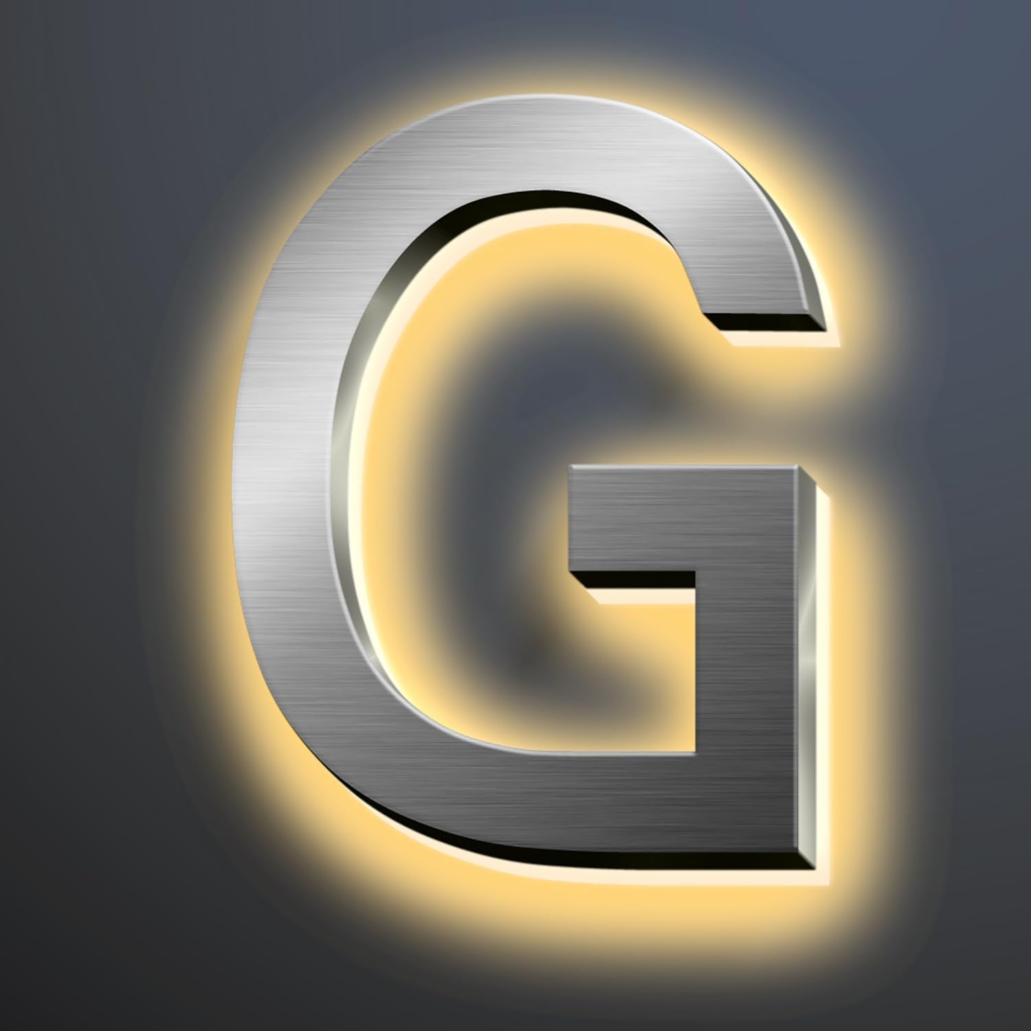 Backlit LED Illuminated Home Address Numbers, 16 Inch Illuminated House Numbers, Stainless Steel Hand-Polished For House Address Signs, Modern Lighted House Numbers,G