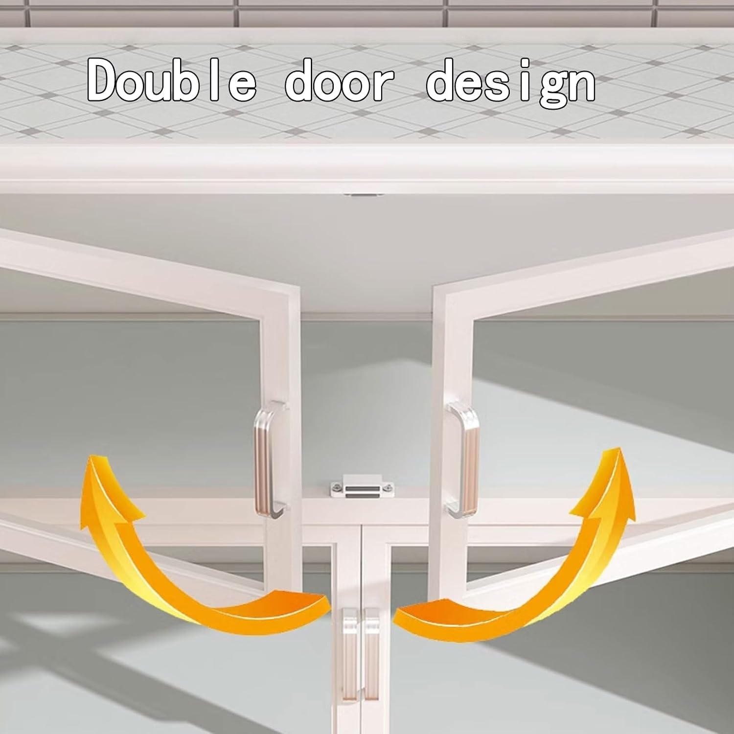 Kitchen Storage Rack with Doors Corner Bakers Racks for Kitchens with Storage Double Door Magnetic Design with Double Rolling Wheels, for Kitchen, Dining Room(White,60 * 40 * 106 cm)