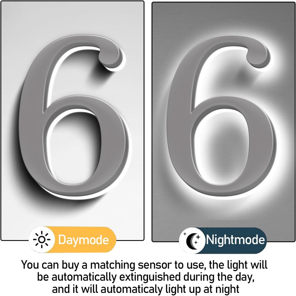 Illuminated Address Sign Enhance Your Home's Visibility, 16 Inch Backlit LED Home Address Number For Outside, Lighted Up House Numbers, Metal House Numbers,V