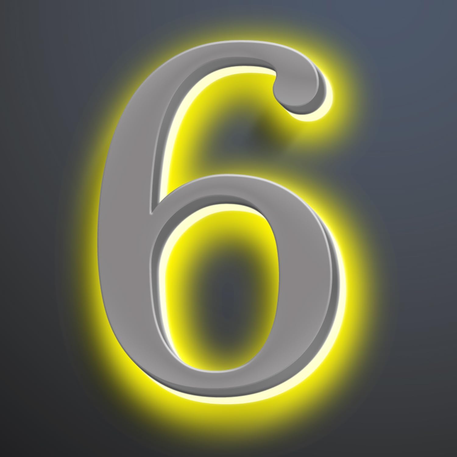 Illuminated Home Address Numbers 16 Inch, Backlit Illuminated LED House Number For Outside, Lighted Up House Address Numbers, Metal House Numbers With LED Lights,6