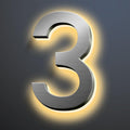 Backlit LED Illuminated Home Address Numbers, 16 Inch Illuminated House Numbers, Stainless Steel Hand-Polished For House Address Signs, Modern Lighted House Numbers,3
