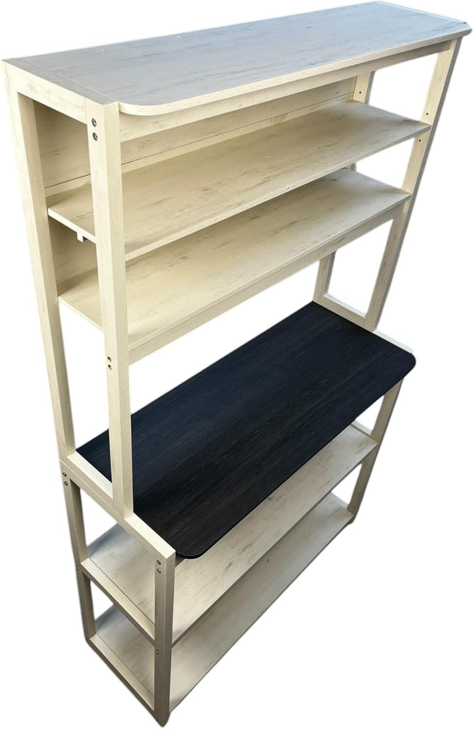 39.37' White and Black Color 5 Tier Bakers Rack for Kitchen with Storage, Coffee Bar, Kitchen Shelves, Microwave Stand