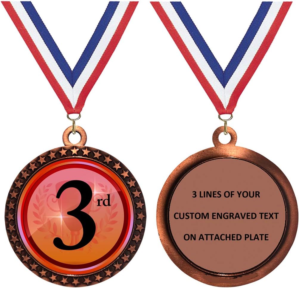 Express Medals Engraved 1 to 50 Packs Engraved 3rd Place Bronze Medal Trophy Award with Personalized Custom Text LD212-EG303