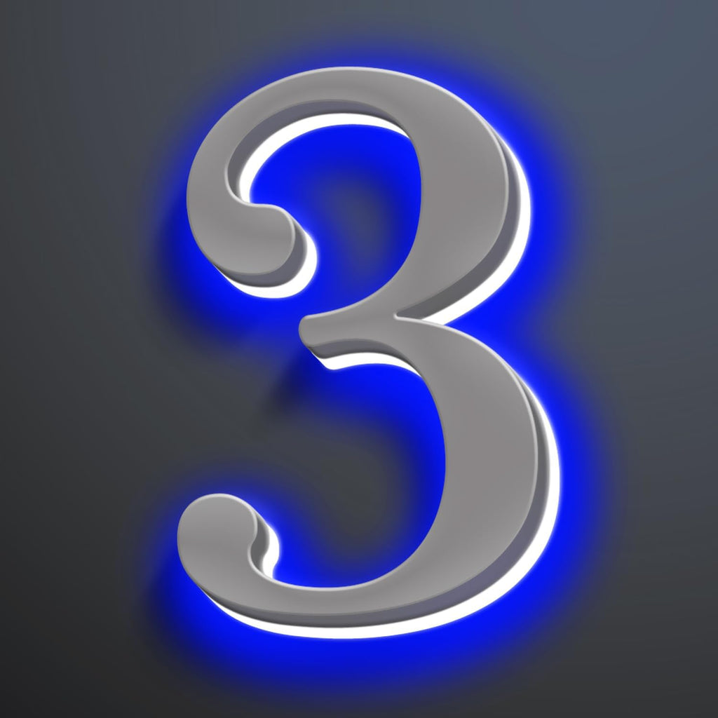 Backlit LED Illuminated House Numbers 18 Inch, Stainless Steel Hand-Polished For House Address Signs, Modern Lighted House Numbers, Large Metal Address Numbers,3