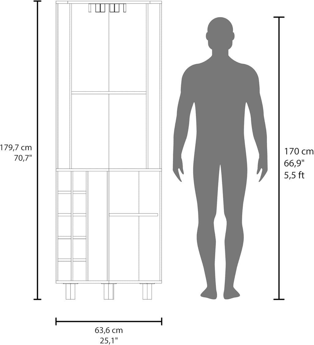 71' Freestanding Storage Cabinet, Kitchen Storage Bakers Rack with Wine Cubbies, Utility Food Cupboard with Stemware Racks for Dining, White