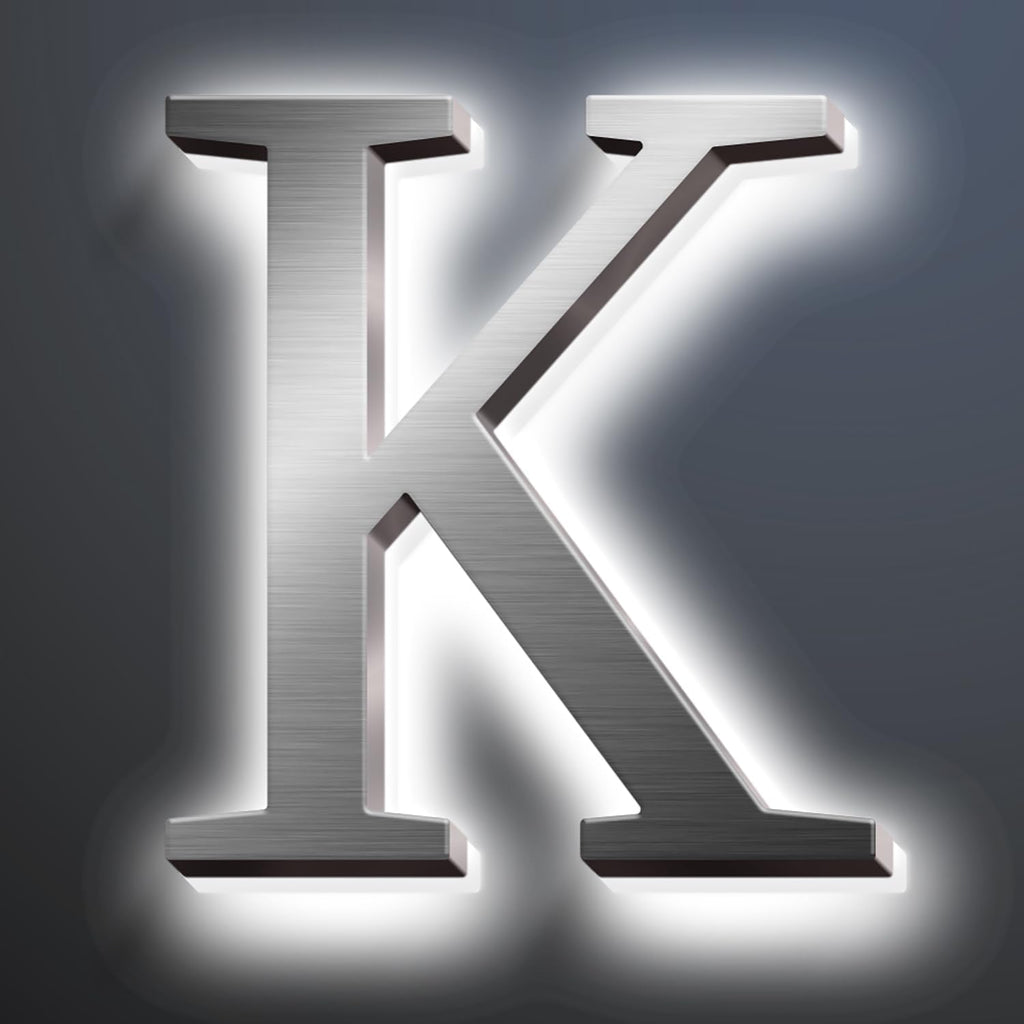Backlit LED Illuminated Home Address Numbers 16', Large Modern Stainless Steel Illuminated House Numbers For Outside, Lighted Address Signs For A Stylish Look,K