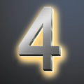 Illuminated House Numbers 20 Inch, Backlit LED Home Address Number, Stainless Steel Hand-Polished For House Address Signs, Lighted House Numbers For Outside, Yard,4