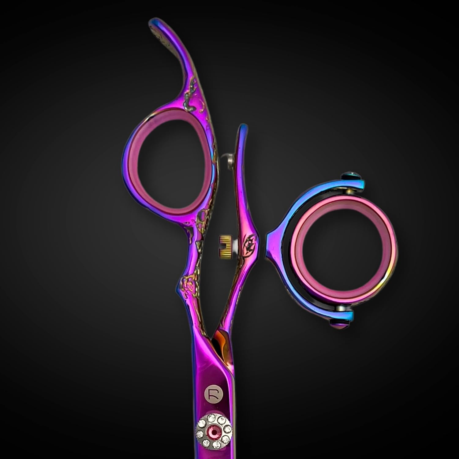 Swivel 5.5' Saki Kohana Pink Hair Shear Set (Swivel Cutting Shears, Swivel Thinning Shears, Razor, Case) - 440C Steel - For Professional Use