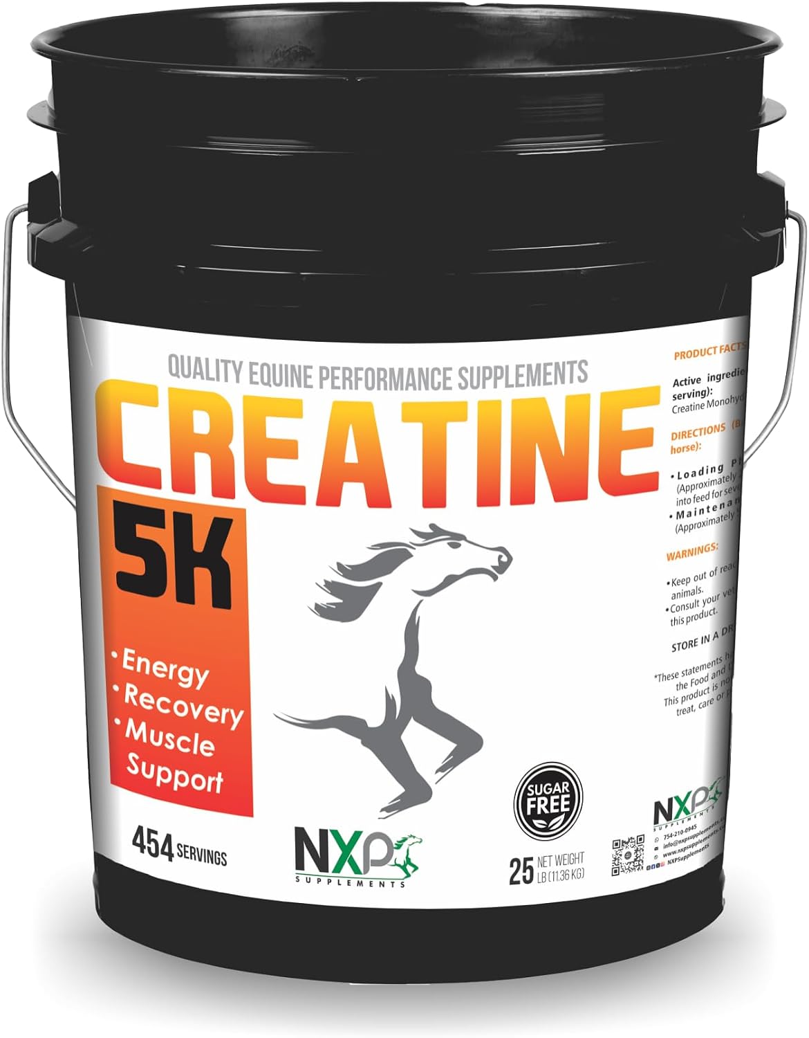 Creatine 5K - Energy Muscle Support Recovery Power Strength Endurance Stamina Supplements for Horses by NXP Supplements - 25 lb (454 Servings)