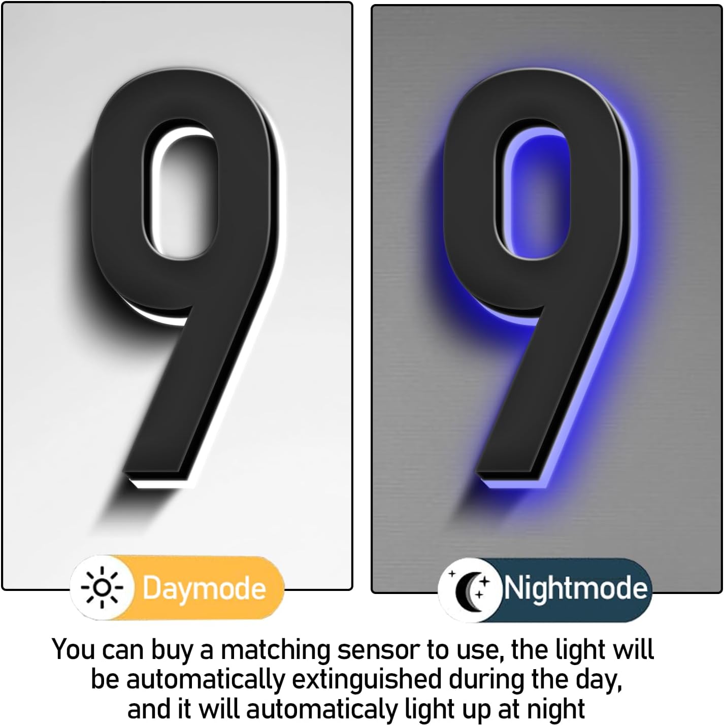 Backlit LED Illuminated House Numbers, Stainless Steel Hand-Polished For House Address Signs, Modern Lighted House Numbers, Illuminated Address Numbers For Outside,16 Inch/400mm,5