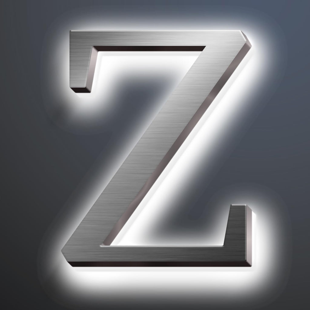 Backlit LED Illuminated Home Address Numbers 16', Large Modern Stainless Steel Illuminated House Numbers For Outside, Lighted Address Signs For A Stylish Look,Z