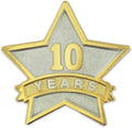 PinMart Year Service Award STAR Lapel Pin – Gold Color Plated- & Silver-Plated Metal Workplace Reward Pin – 1-30, 35, 40, 45 & 50 Years of Service Star Pins for Long Standing Employees or Volunteers