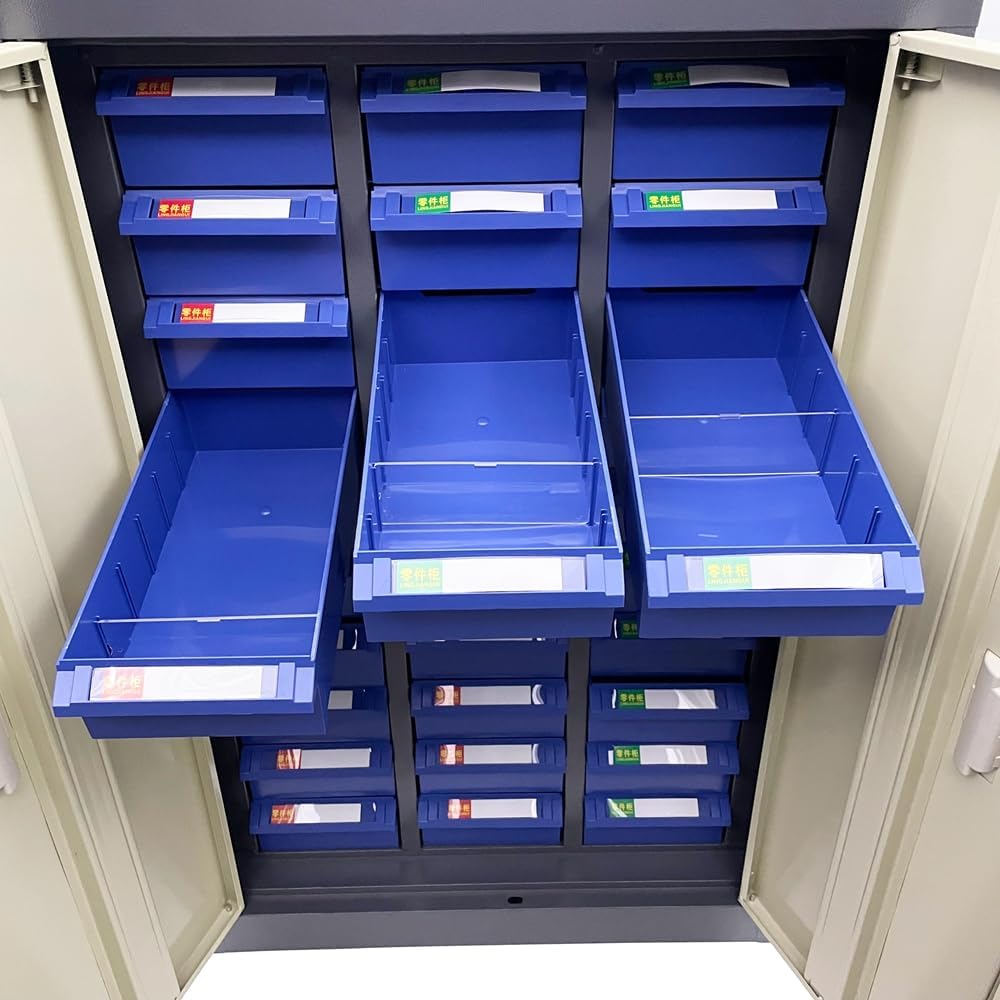 TECHTONGDA Bolt and Nut Tool Storage Cabinet 30 Drawers Parts Cabinet Contains Assortment KIT Metal Organization Shelves with Lock and Door