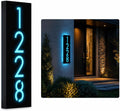 Customizable 12V LED Lighted Address Plaque, Backlit House Number Sign with 304 Stainless Steel Exterior (Only ice blue light)